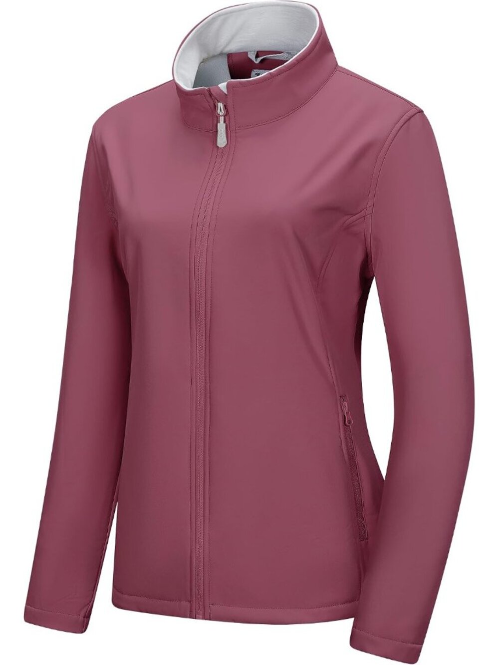 Women's Dusty Rose Softshell Fleece Lined Anorak Zip-Up Windbreaker Scrub Jacket